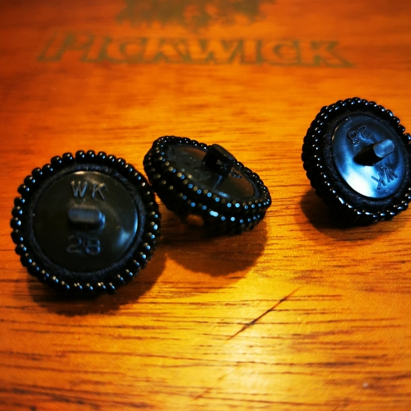 Vintage Round Black Plastic Beaded Black and Gold Star Sewing Buttons 3Pcs - Picture 7 of 11
